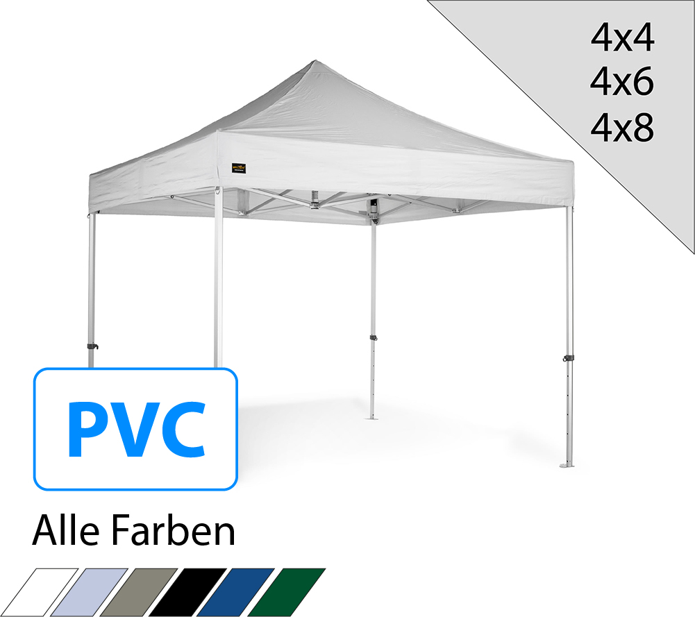 MVL-TENT® Alu Profi Faltzelt | Serie Octa 60 mit PVC Dach - Montiert in Deutschland | 4x4 4x6 4x8