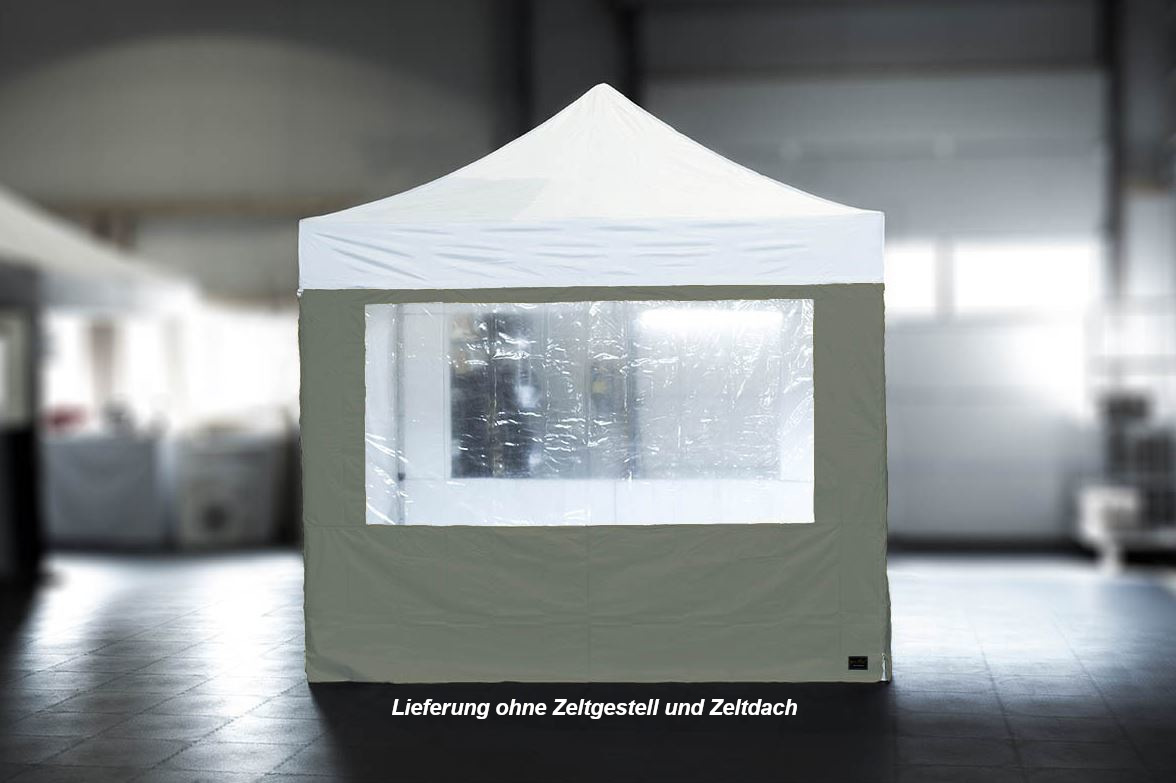 MVL-TENT ® Seitenwand Standard mit Fenster, Größe: 3m, Farbe: Silber | Restposten, Sonderpreis