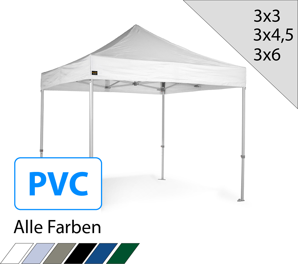 MVL-TENT® Alu Profi Faltzelt | Serie Octa 60 mit PVC Dach - Montiert in Deutschland | 3x3 3x4,5 3x6