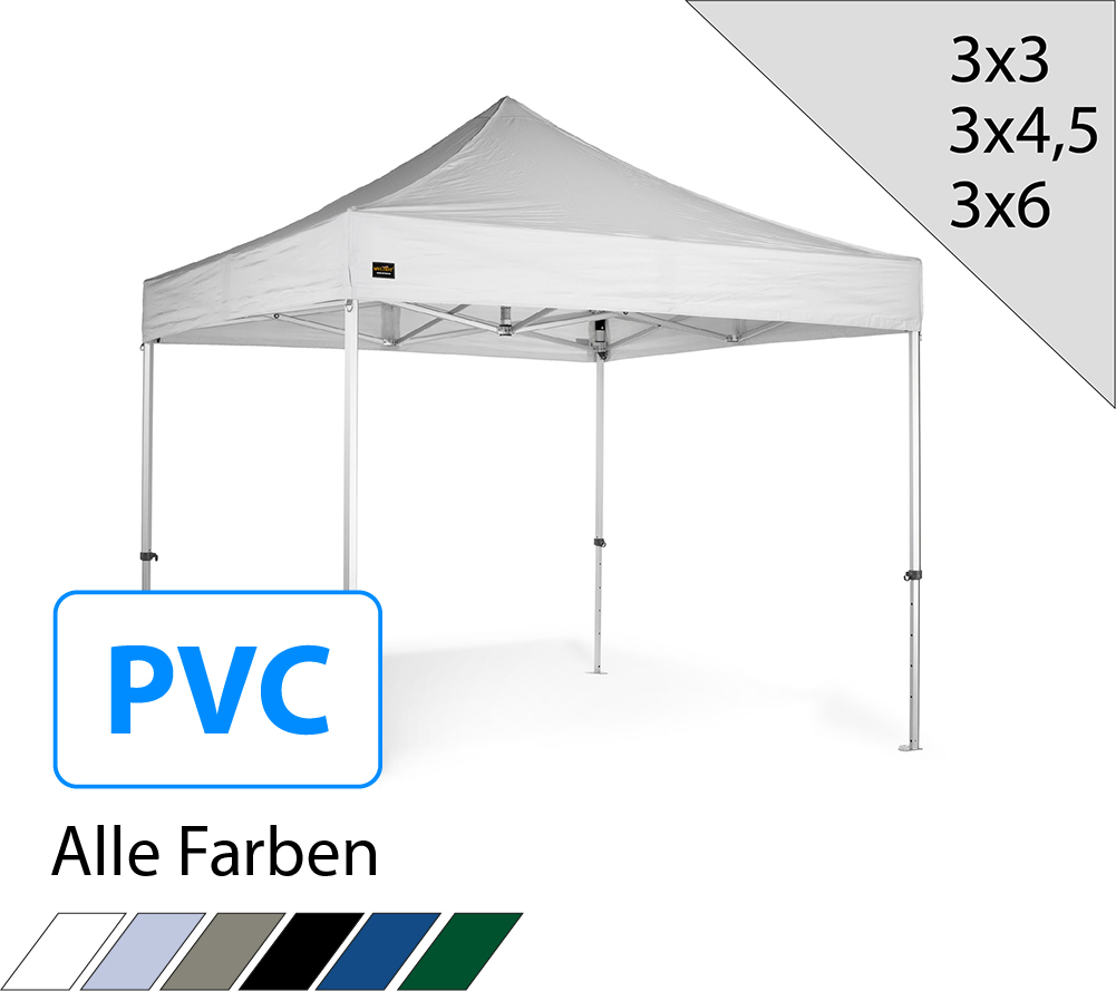 Mehr Stabilität - MVL-TENT® Profi Faltpavillon Serie 60 eXpert mit PVC Dach | 3x3 3x4,5 3x6