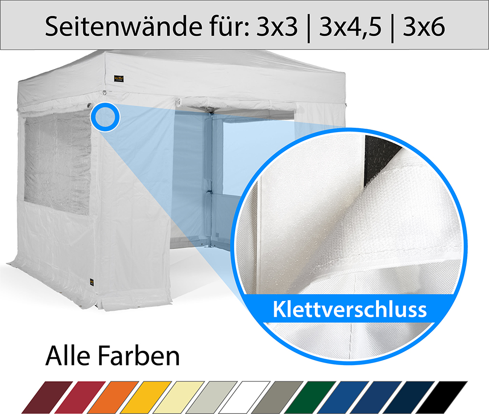 Seitenwände mit Klettverschluss – Größen 3x3 bis 3x6