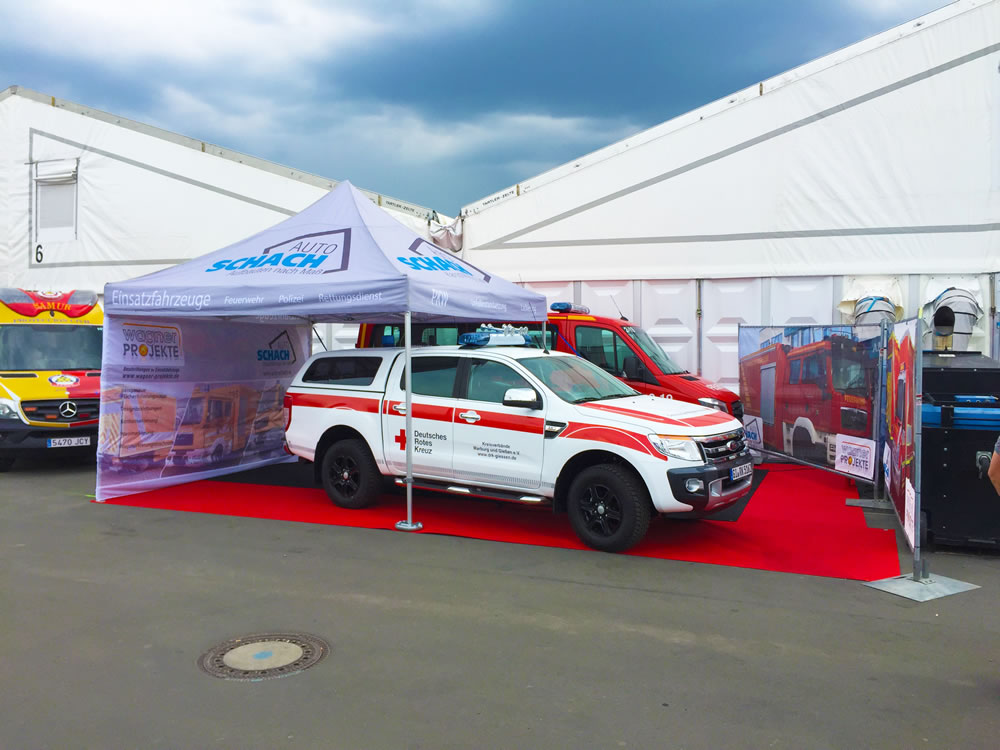 Autoschach – Faltzelt mit Bedruckung