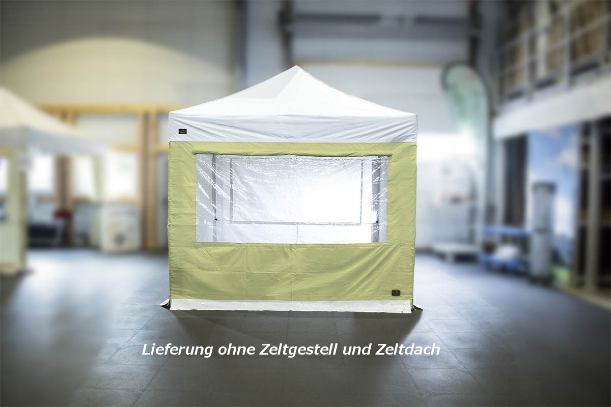 MVL-TENT ® Seitenwand PLUS mit Fenster+Rollo, Größe: 3m Farbe: Champagner | Restposten, Sonderpreis