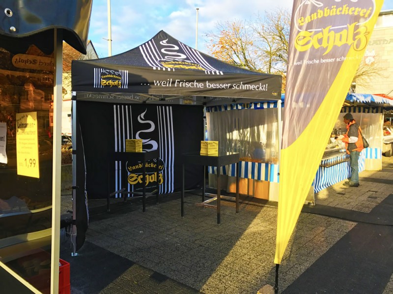 Marktstand Pavillon bedruckt Bäckerei Scholz