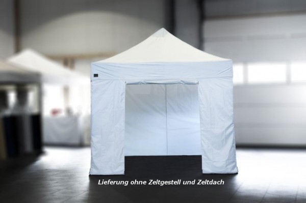 MVL-TENT ® Seitenwand mit Tür, mit Reißverschlüssen. Größe 4 m, Farbe: Weiß