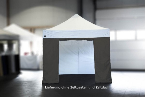 MVL-TENT ® Seitenwand mit Tür, mit Reißverschlüssen. Größe 4 m, Farbe: Stone | leicht gebraucht