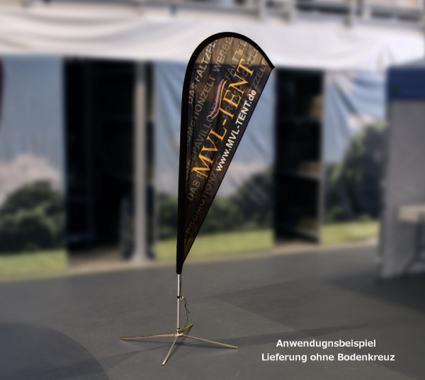 MVL-TENT® Beachflag in Tropfenform inkl. Druck einseitig | Höhen: 2,40m, 3,45m und 4,70m