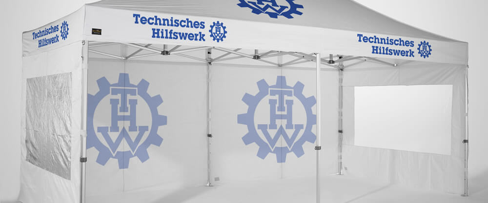 MVL-TENT® Faltzelt THW Druckbeispiel