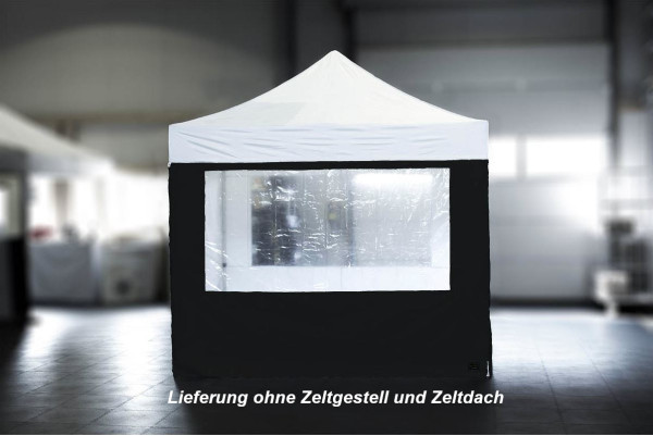 MVL-TENT ® Seitenwand Standard mit Fenster 3m für Faltzelt 4x6m , Farbe: Schwarz | B-Ware