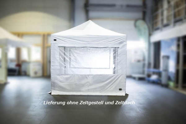 MVL-TENT ® Seitenwand PLUS mit Fenster+Rollo, Größe: 4,5m, Farben: Weiß und Champagne | Restposten